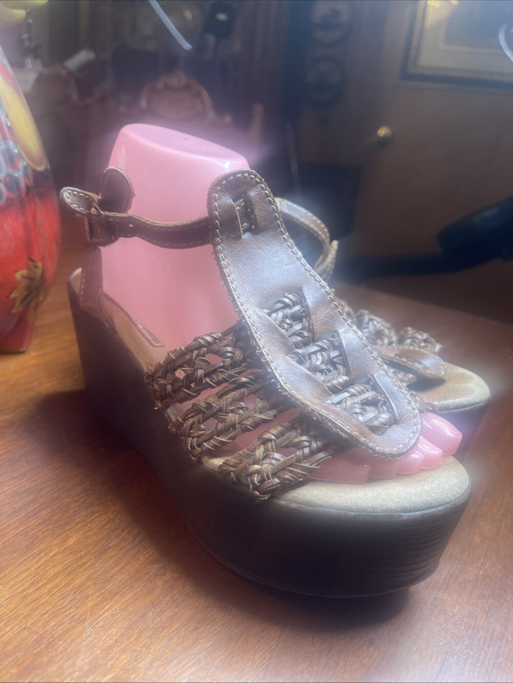 Sbicca Open toe slingback cork Women’s Platform Wedges Leather 38 EU 7.5 US